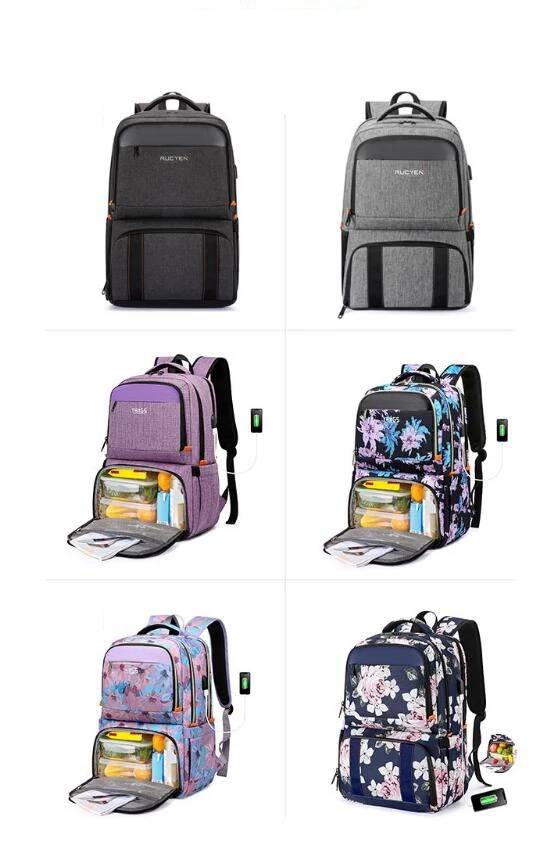 Aoking Men 15.6 Inch Laptop Backpack Insulated Picnic Bag 17.3 Inch School Backpack for Teenagers USB charging Men Rucksack Bag