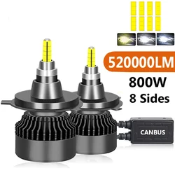 2PCS Car Headlight Bulb Canbus H7 H4 LED 520000LM 800W H11 LED H8 HB4 HB3 9005 9006 D1S D2S H1 LED Fog light 6000K 12V