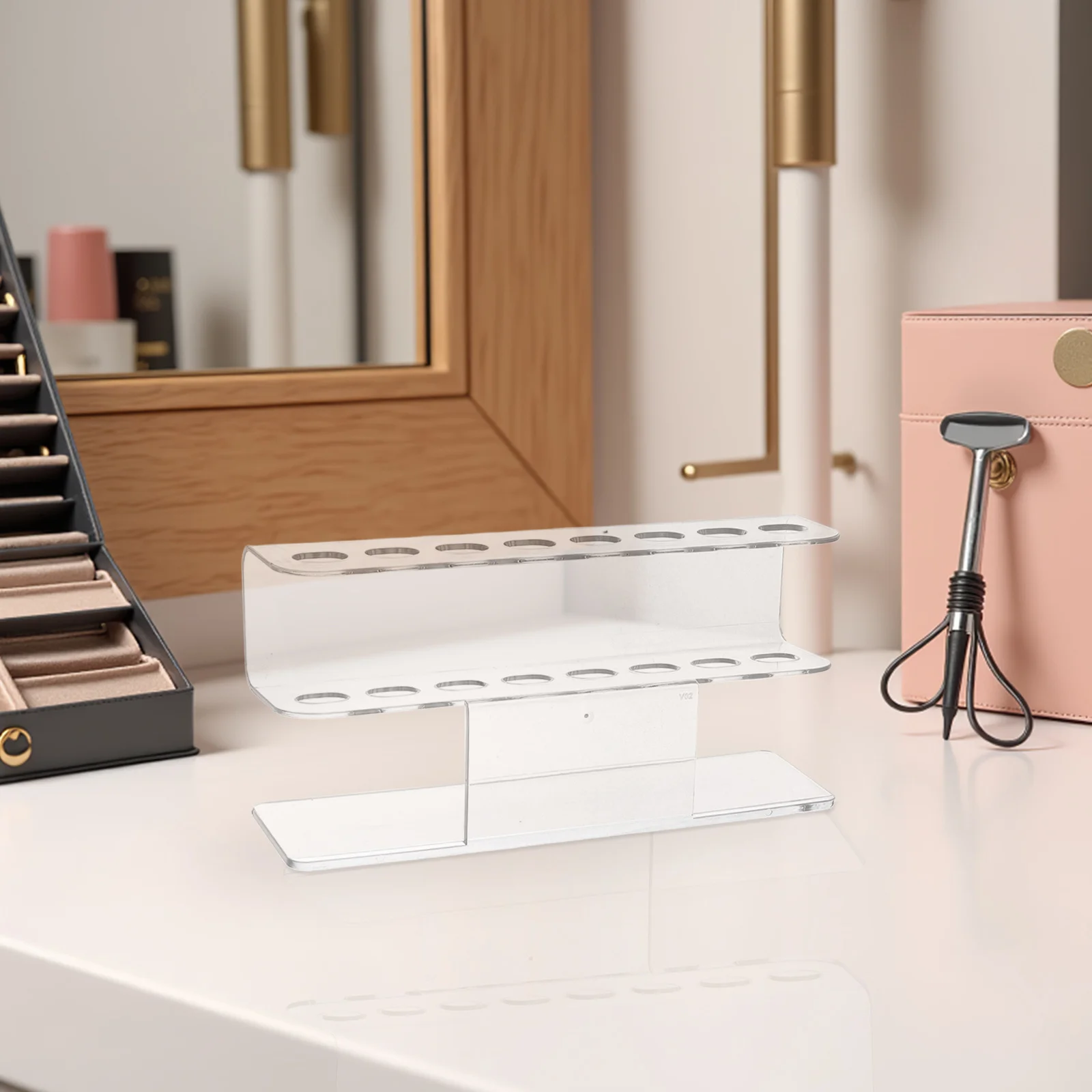 2 szt. Przezroczysty akrylowy organizer na narzędzia do zdobienia paznokci, przezroczysty stojak na długopisy, stojak na pęsety, organizer na pędzle do makijażu