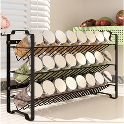 Kitchen Spice Rack Organizer Countertop 3-layer Carbon Steel Storage Shelf Herb Jars Sauce Salt Seasoning Wall Mounted Basket