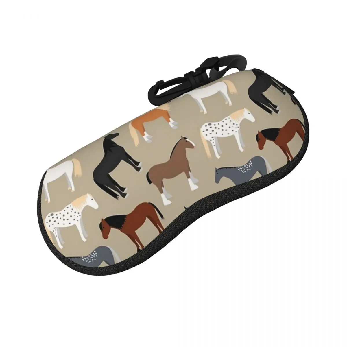 Horse Breeds Pattern Shell Glasses Case Protector Sunglasses Box Women Men Soft Eyeglasses Bag Pouch