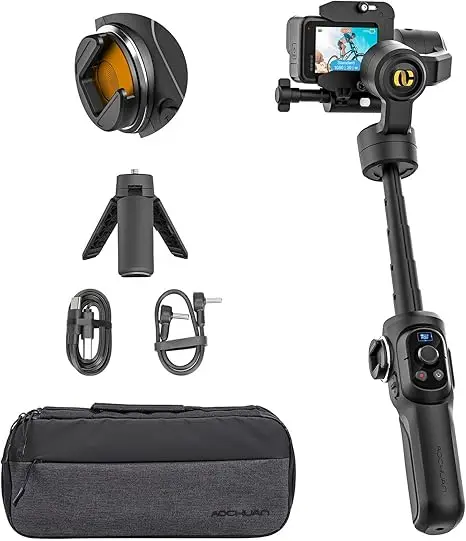 AOCHUAN Smart G1 مثبت Gimbal ثلاثي المحاور لـ OSMO Action4 GoPro Hero 12/11/10/9/8 كاميرا الحركة لتسجيل الفيديو