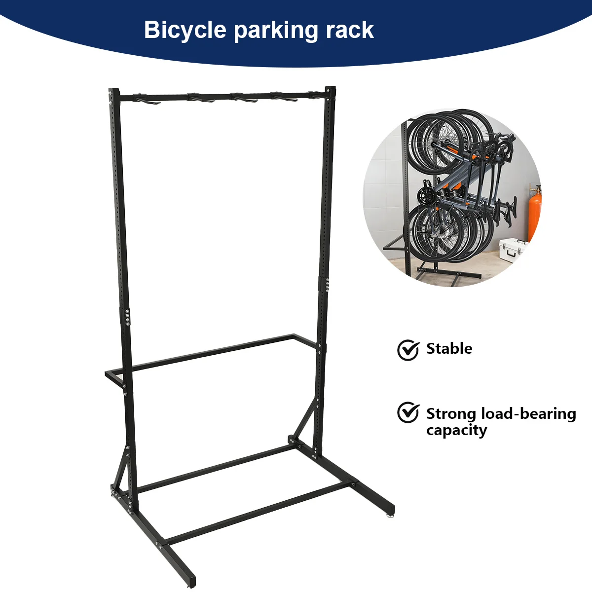 5-Fahrrad-Vertikalständer mit 5 robusten Haken aus Kohlenstoffstahl, Tragkraft 136 kg, freistehender Fahrradständer, platzsparender vertikaler Fahrradständer für die Garage – Detail 8