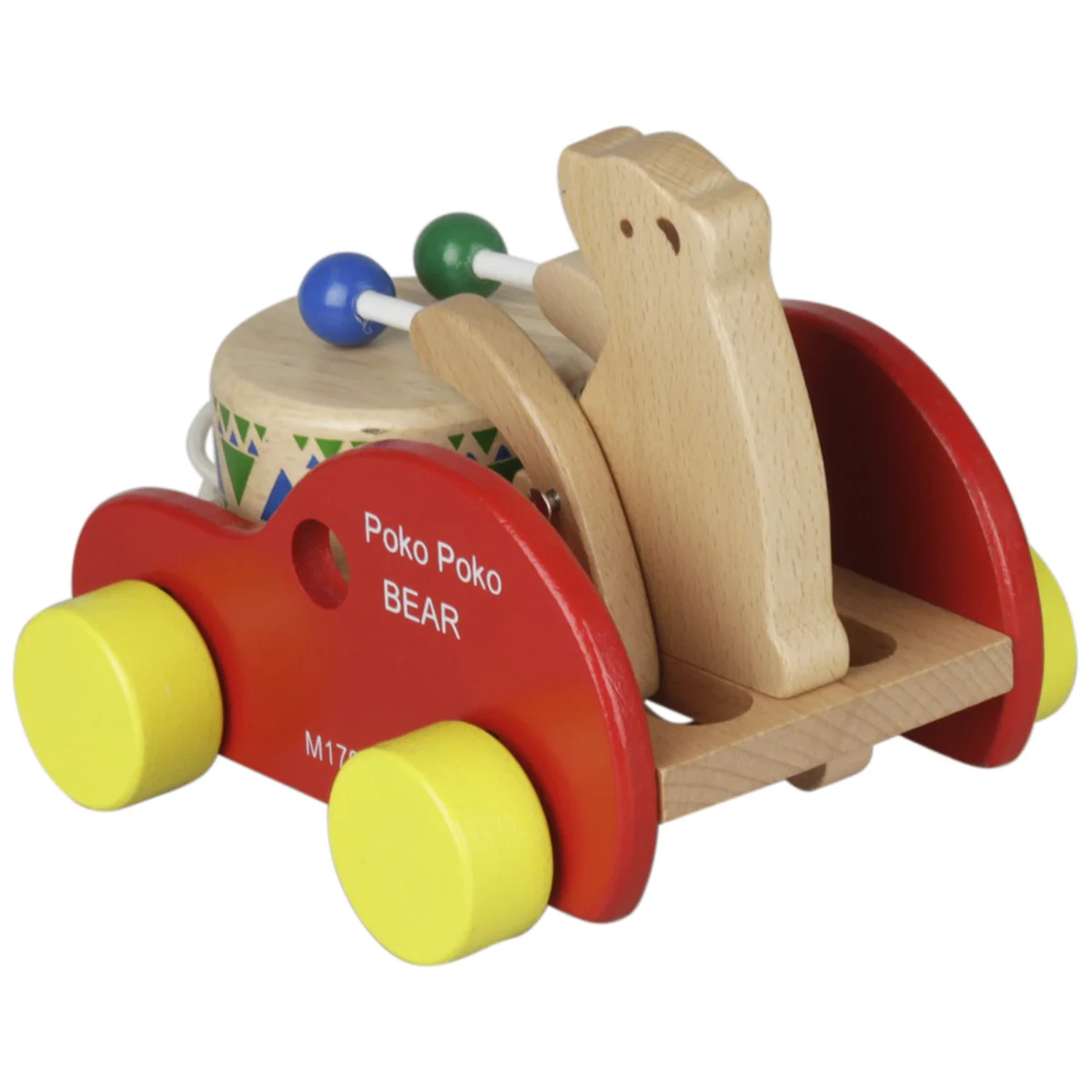 طبلة خشبية الضرب الدب سيارة سحب سلسلة التعليمية التعلم المبكر هدية للأطفال الصغار تطوير التنسيق بين اليد والعين