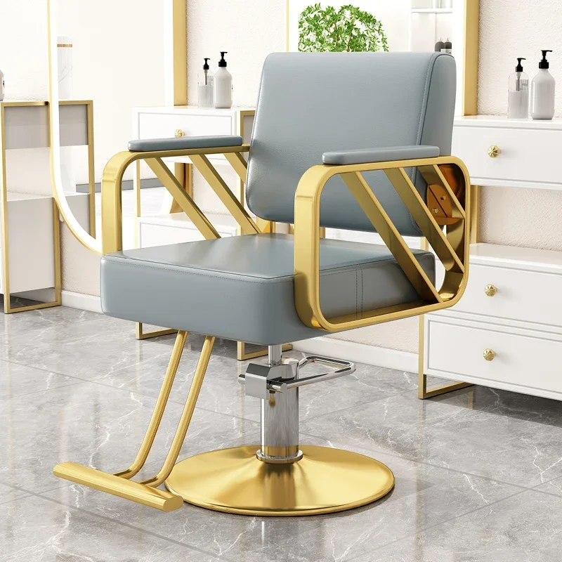 

Barbershop Luxury Swivel Barber Chair Lift Perm Hair Dyeing Barber Chair Professional Cadeira De Barbeiro Beauty Furniture WT