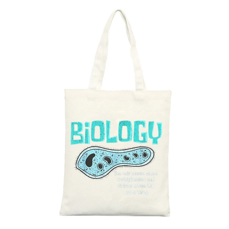 Biology Science Graphic Canvas Tote Bag, Casual Style for Daily Use and Student Outings