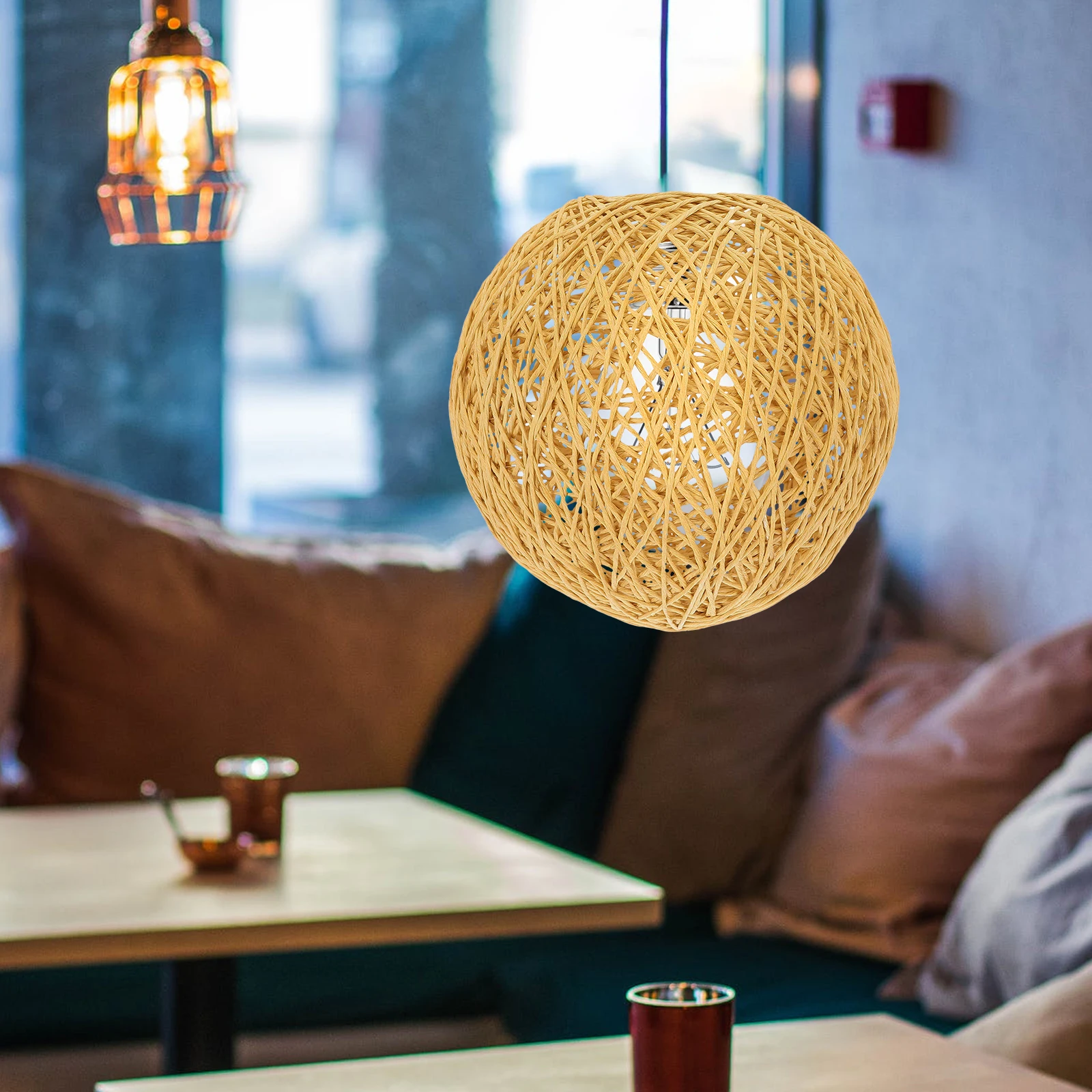 

Creative Wicker Lampshade 15cm Beige Hanging Light Cover for Table Ceiling Lamps Dust Protector Home Decor Lighting Accessories