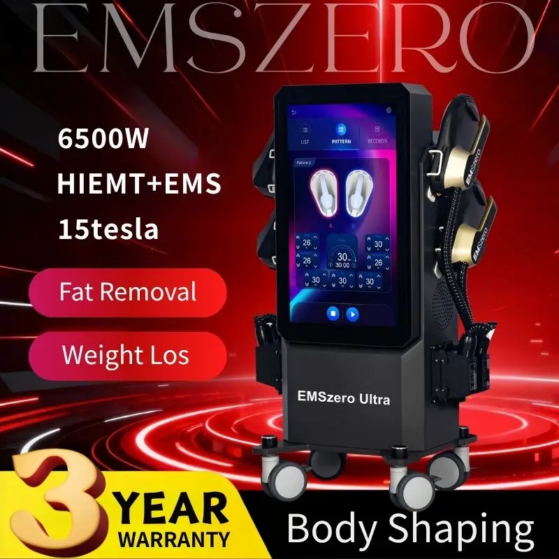 EMSzero Ultra Body Sculpt Mucsle Stimulator Machine with 4 Handle RF Professional 6500W EMS Neo Body Shape Slimming Device