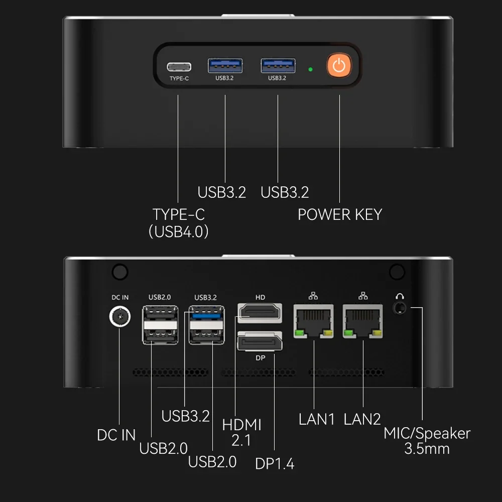 2024 AMD Ryzen 9 7940HS 7840HS Mini PC 2x DDR5 Slots 2x M.2 SSD PICE4.0 Windows 11 WiFi6 BT5.0 Type-C USB4.0 8K DIY GAME COMPUTE