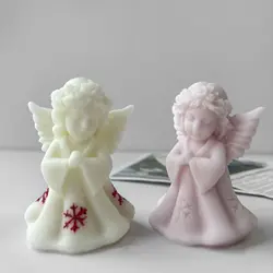 Stampo in silicone per candela aromatica 3D piccolo angelo Decorazione natalizia fai da te Stampi in gesso Forniture per candele per sapone fatto a mano