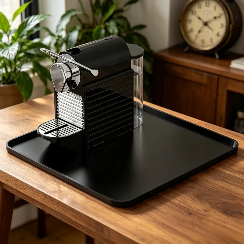 Raised Edge Silicone Coffee Machine Mat, Waterproof Countertop Protector Tray for Coffee Maker, Non-Slip Kitchen Appliance Mat
