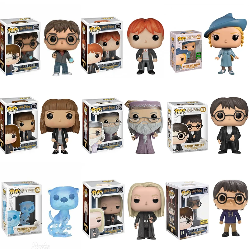 Funko Pop Harri Ron Hermione Malfoy Luna Dumbledore Snape Fawkes Patronus Potter Fleur Delacour Lucius Malfoy Hedwig Model Toys