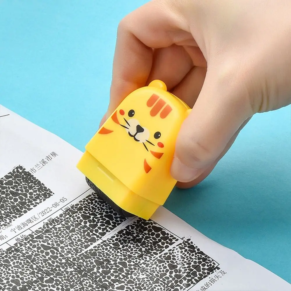 3 Color Cartoon Security Stamp Roller Self-Inking Portable Rolling Privacy Seal Express Bill Applicator Messy Code