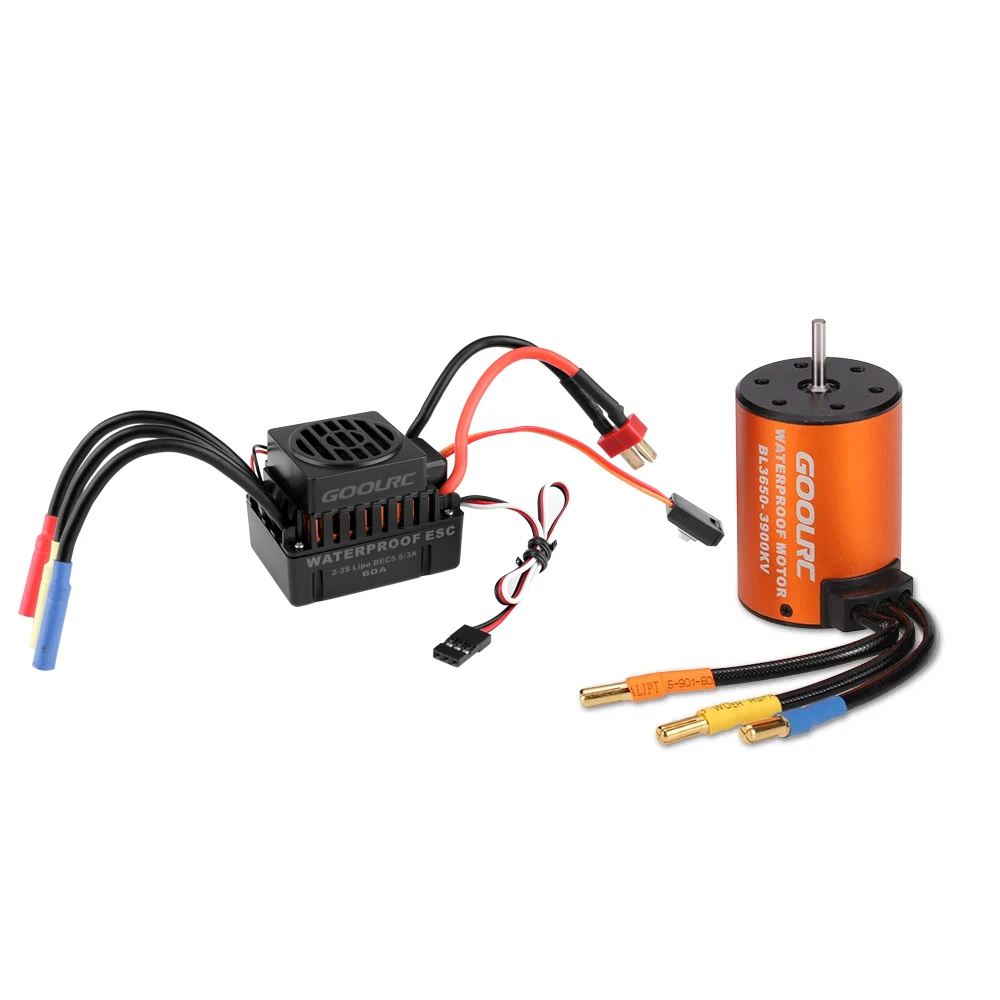 GoolRC Upgrade Waterproof 3650 3900KV Brushless Motor with 60A ESC Combo Set for 1/10 RC Car Truck