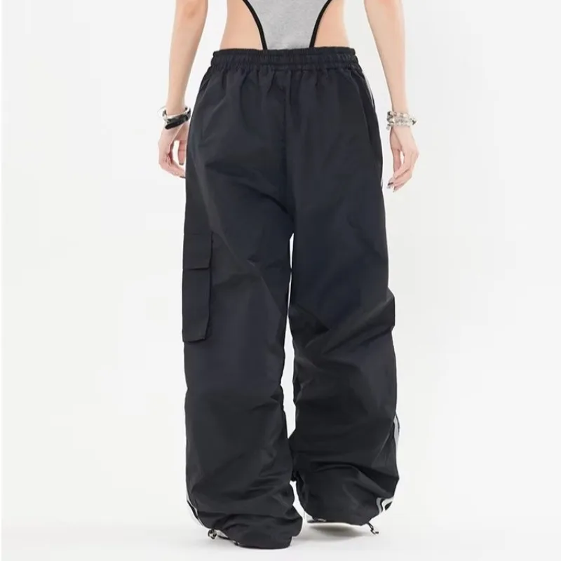 Women'S Y2k Fashion Straight Wide Leg Casual Pants Loose Striped Sports Overalls Sweatpants Oversize Cargo Trousers Streetwear