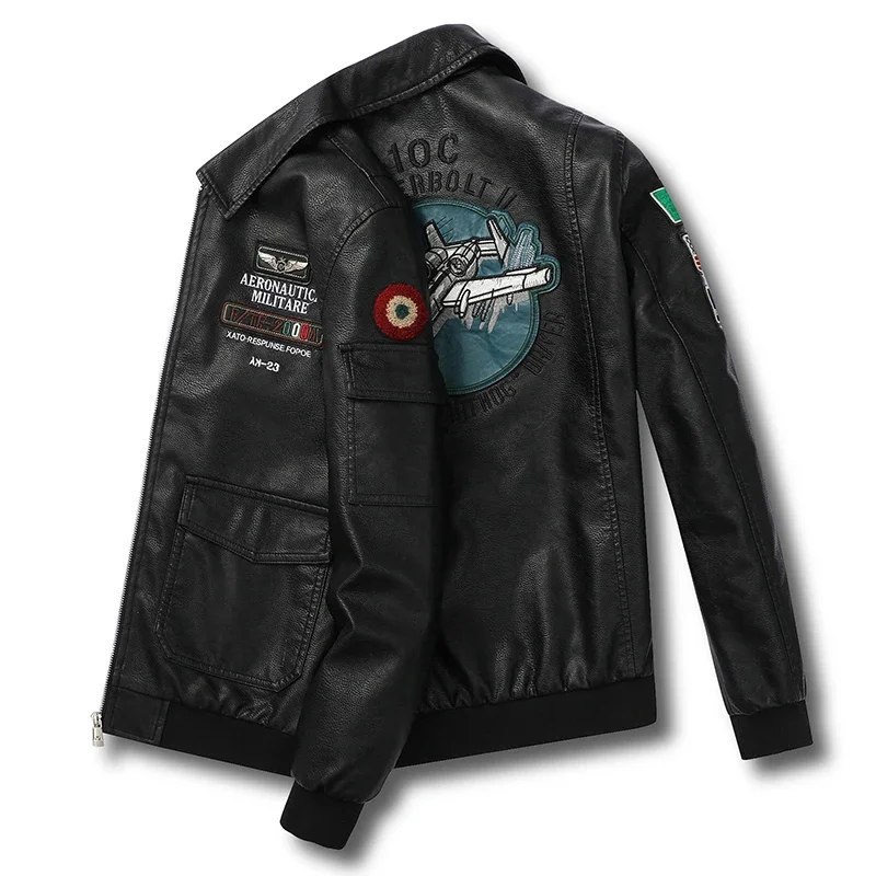 2024  Indian Embroidery Genuine Leather Jacket Men's Cowhide Motorcycle Jackets Air Force Pilots Clothes Flying Suit