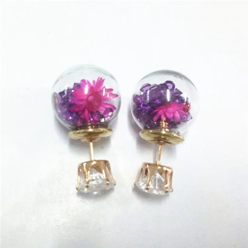 2024 New Design Fashion Brand Jewelry Glass Flowers Crystal Stud Earring Double Side Pearl Summer Style Daisy Earrings For Women