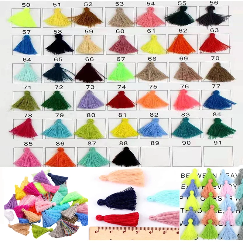 50/100Pcs Multi-Colors Mini Tiny Handmade Tassels Charms For Earring Pendant Jewelry Necklace Making DIY Craft Accessories