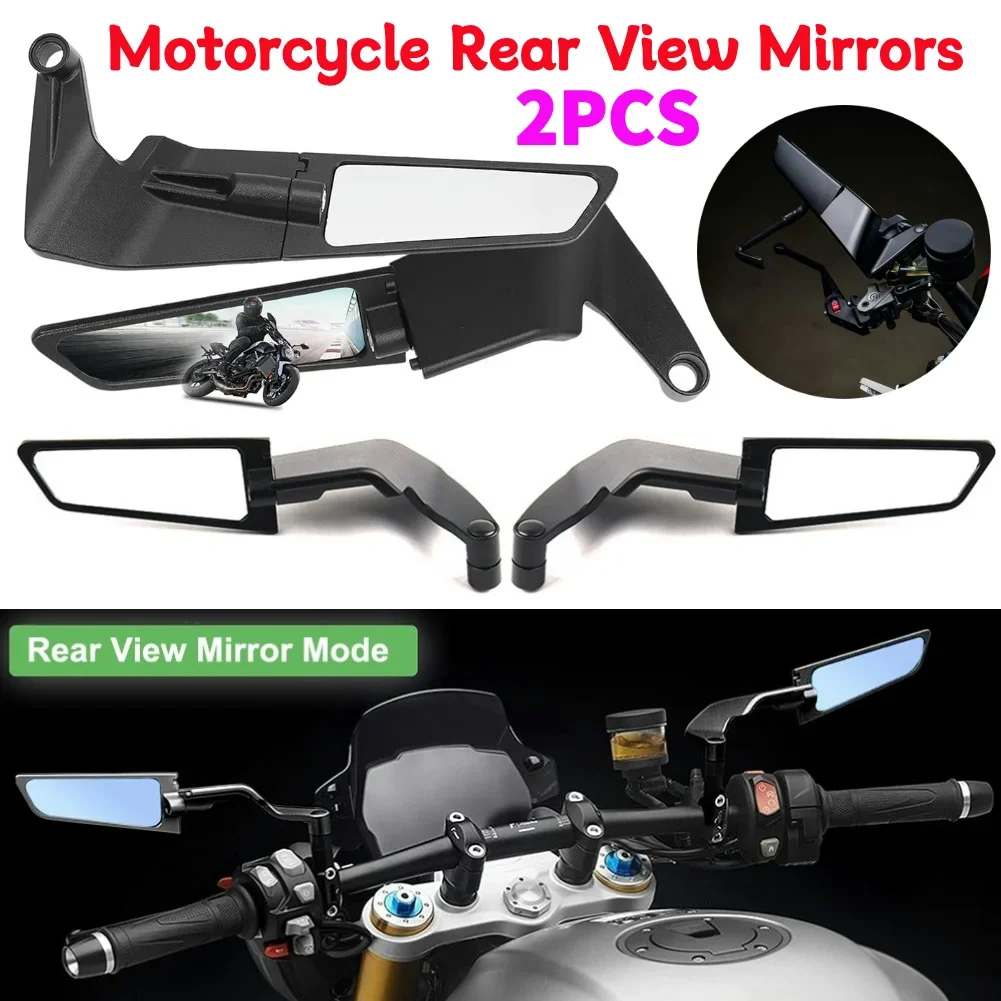 

Motorcycle Rear View Mirrors Universal 360° Rotating Stealth Wind Wing Side Mirrors Wide Angle Rearview Mirror Motorcycle Decor