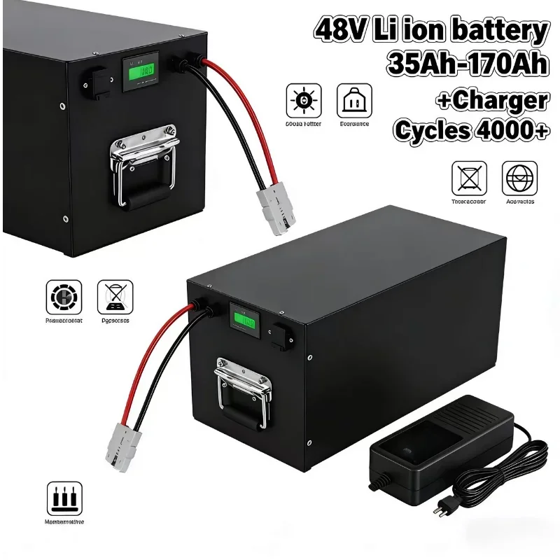 

48V 40Ah–200Ah Deep Cycle Li-ion Battery with Charger | 4000+ Cycles for Solar, RV, Marine, Golf Cart, EV, Off-Grid & Backup Po