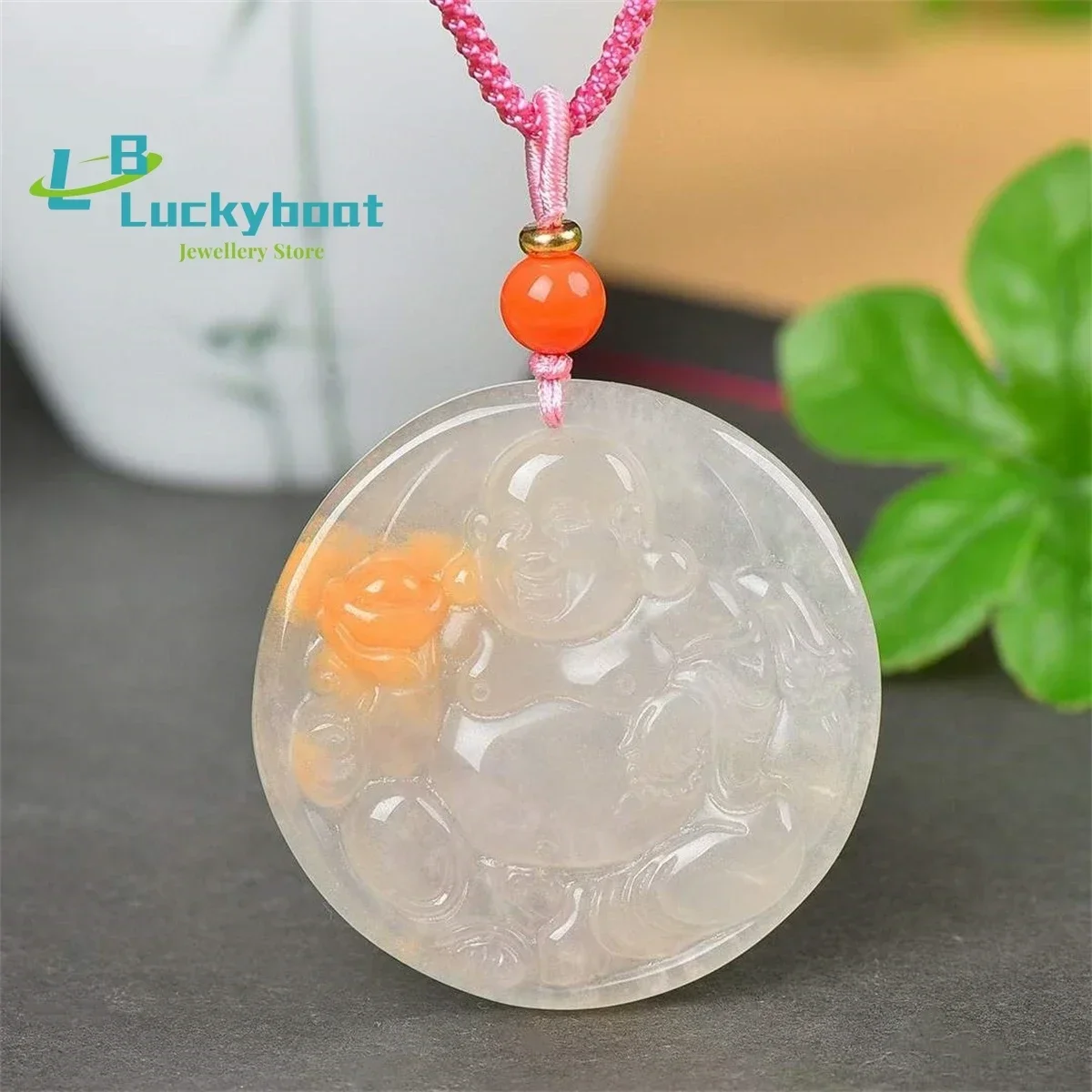 Natural Golden Silk Jade Auspicious Buddha Pendant Simple and Generous Personalized Fashion Versatile for Men and Women