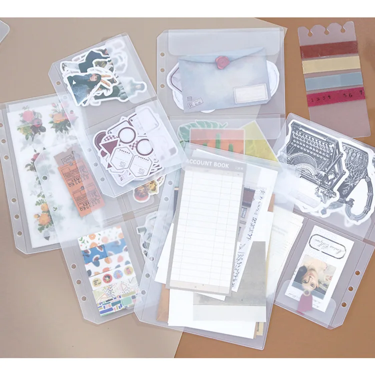 A5 A6 PVC Transparent Loose-leaf Bag Hand Book Storage Document Bag Information Notepad Business Card Book Bag