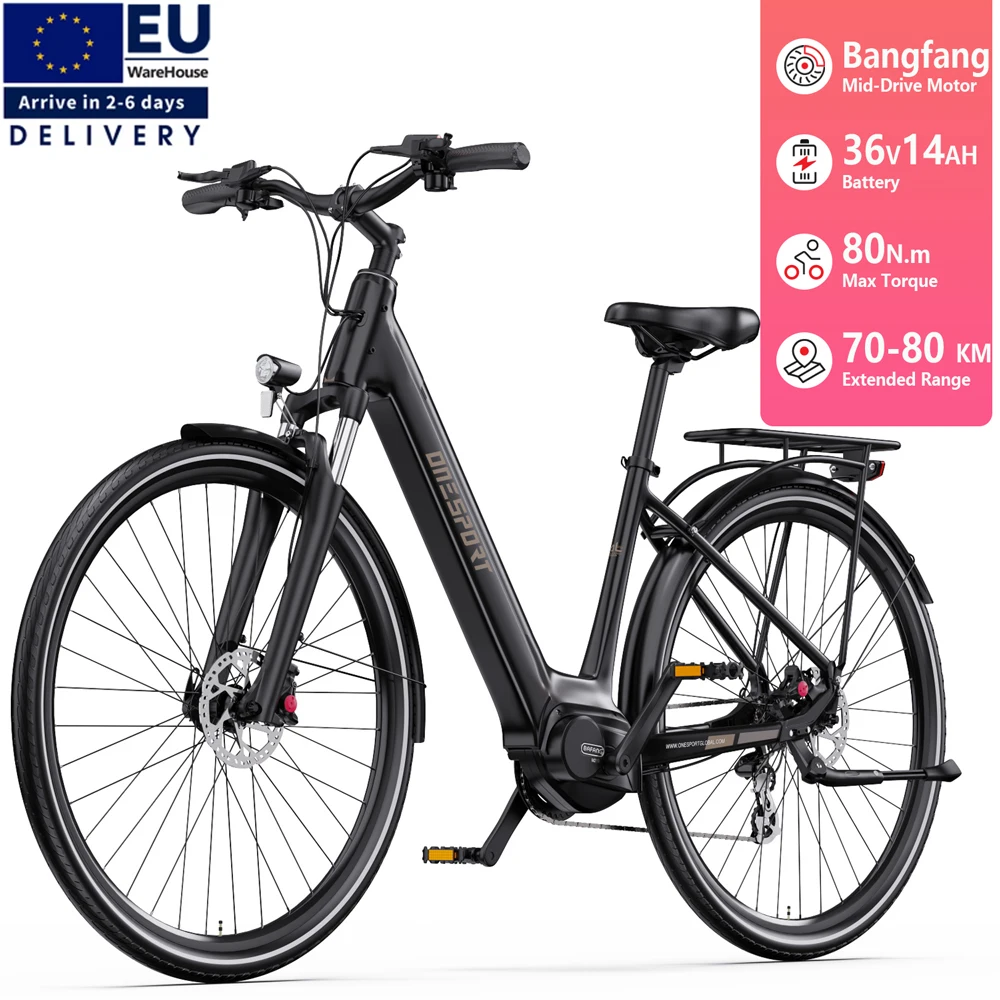 

ONESPORT OT07pro EU/UK Stock Aluminum Alloy Mid Drive City Electric Bike Urban 250w Central Motor Lithium Battery Hybrid Ebike