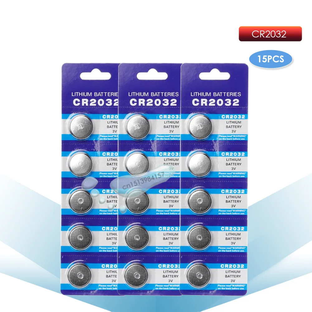 kpay 15pcs CR2032 Button Batteries BR2032 DL2032 ECR2032 Cell Coin Li-lon Battery 3V CR 2032 For Watch Electronic