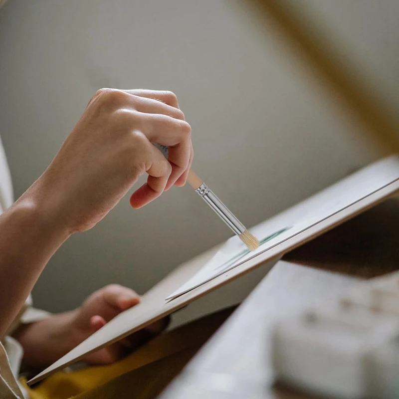 5 pezzi pennelli modello naturale il pennello pittura pennello in legno artigianato naturale gioco corto artigianato che rende facile da usare