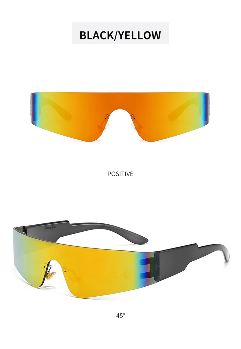 Neue Trends Y2K Sonnenbrille Frauen Männer Mode Punk Rahmenlose Sonnenbrille Marke Designer Einteilige Linsen Sport Goggle UV400 – Detail 8