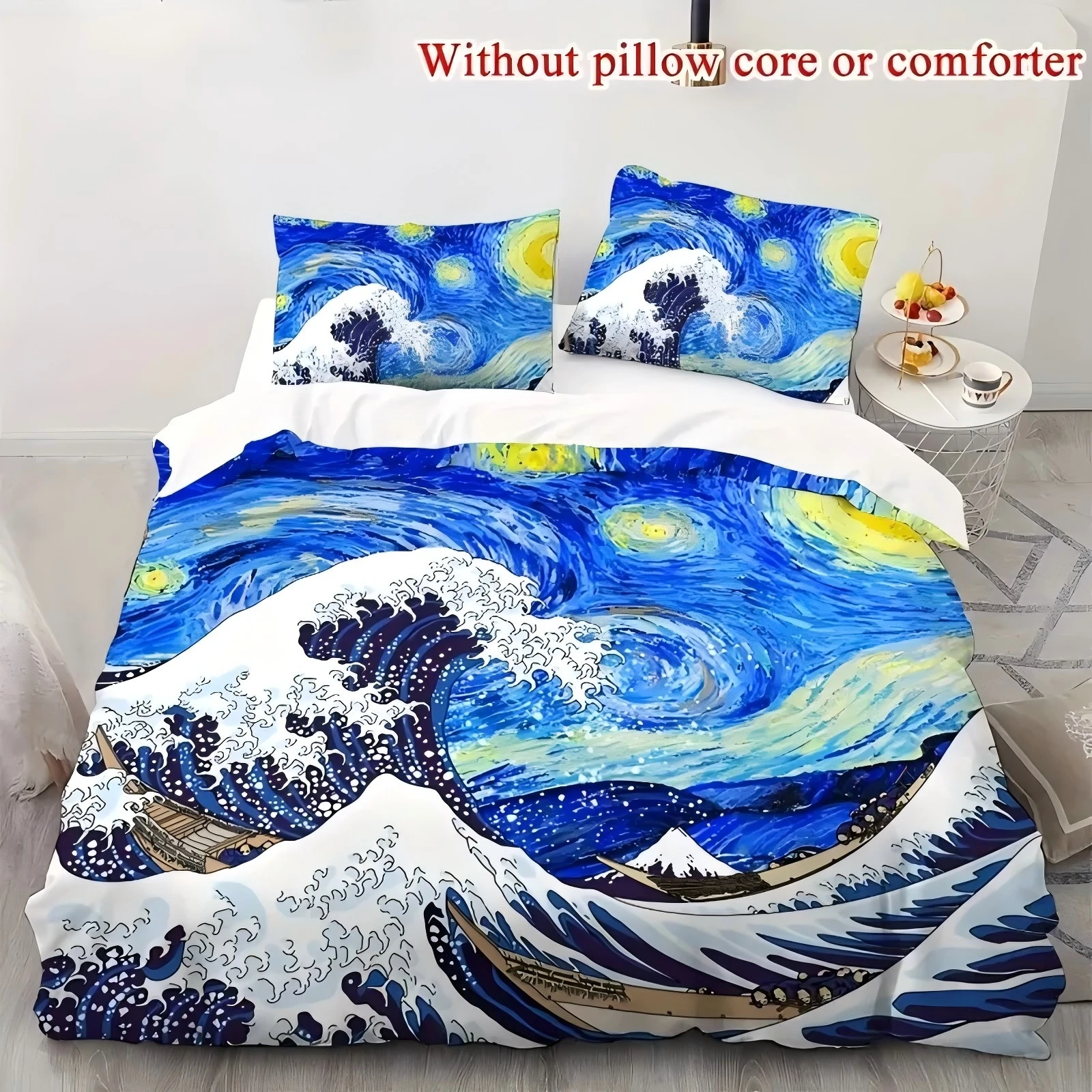 

Oil Painting Retro Style Waves Pattern Printed Quilt Cover Set Soft Comfortable Bedding Set Luxury Home Textiles Duvet Cover Set