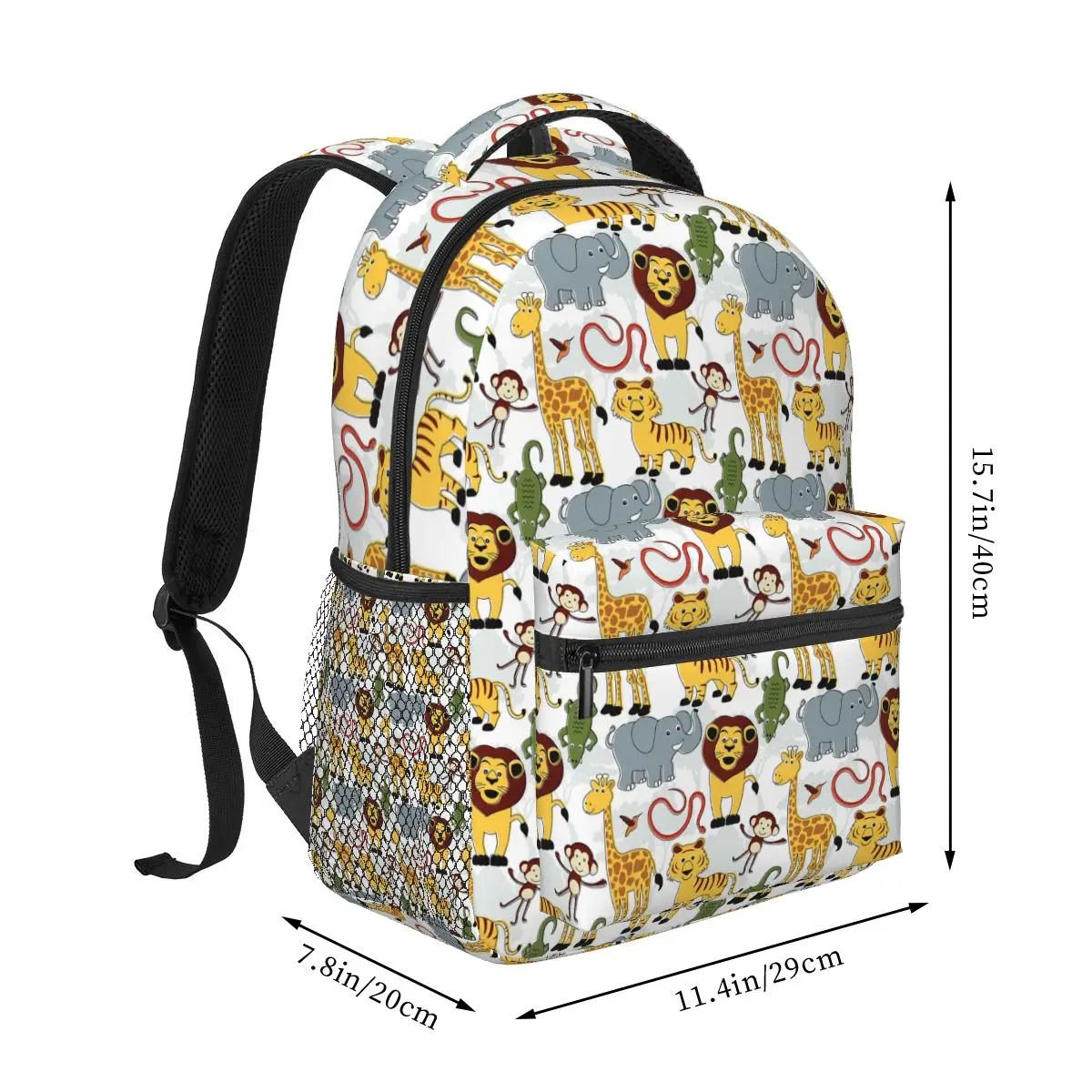 Cartoon Zoo Animals Wild Safari Friends Backpack Student Boys Girls BookBag Kids School Bag Computer Shoulder Bags for Men Women