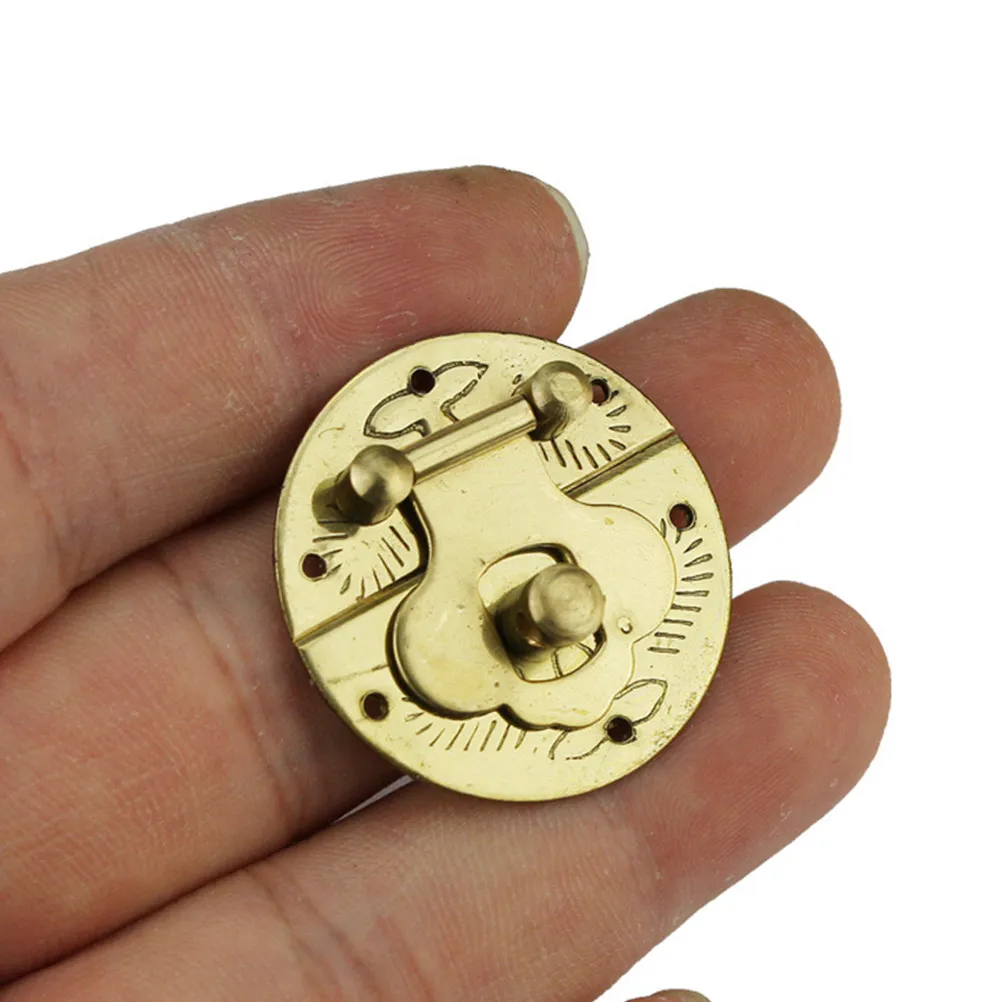 

3Cm Round Jewelry Box Latch Retro Vintage Decorative Lock Catch Wooden Catch Golden Hardware for Gift Case
