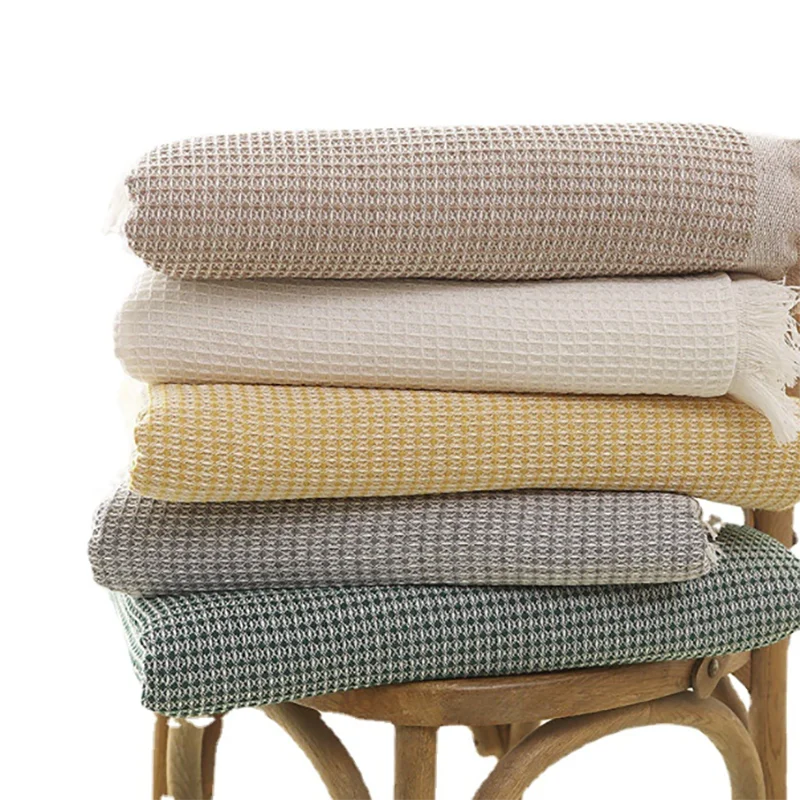 Nordic Sofa Throw Blankets Outdoor Camping Picnic Large Blanket Leisure Relax Beach Towel white Travel Rug Tassels Linen