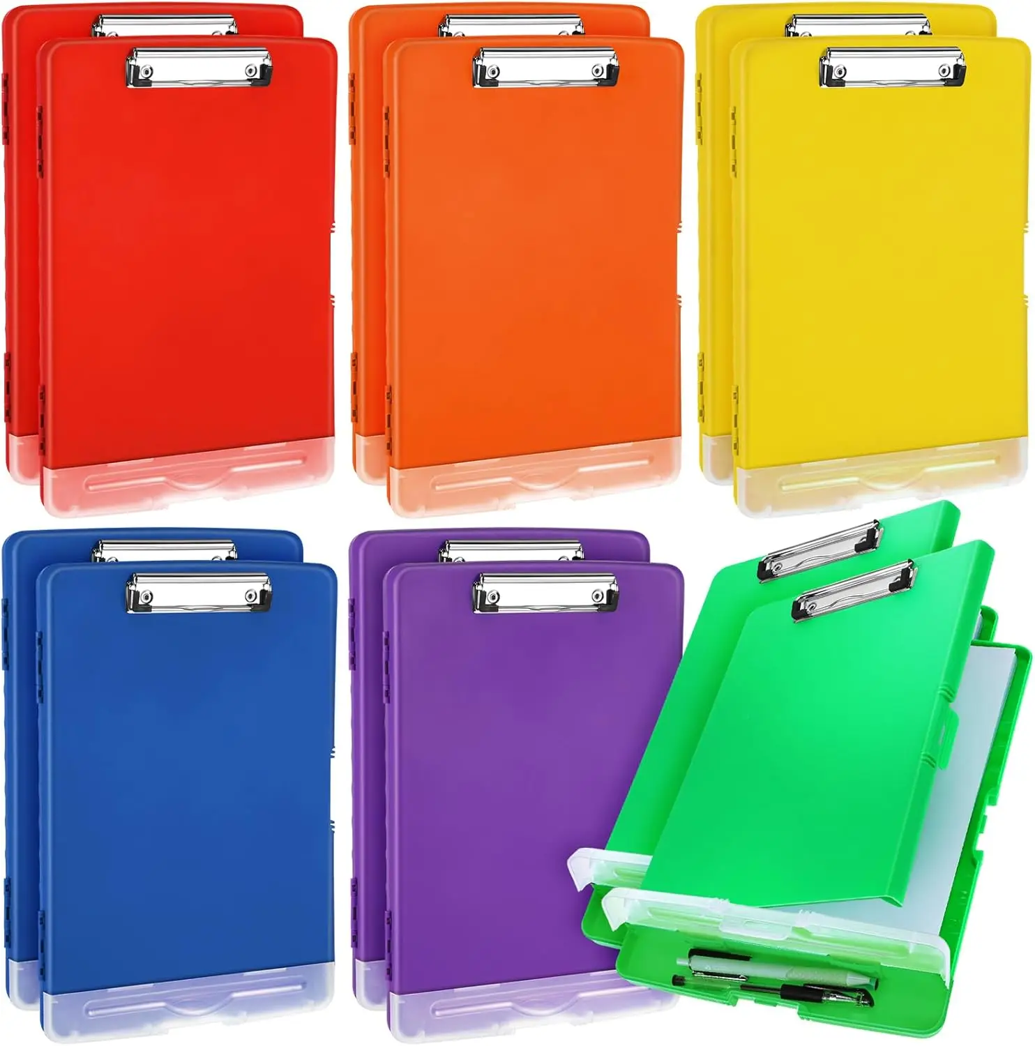 

12 Pcs Colored Clipboard with Storage, Heavy Duty Plastic Waterproof A4 Medical Holder for Nurse Doctor Teacher Office