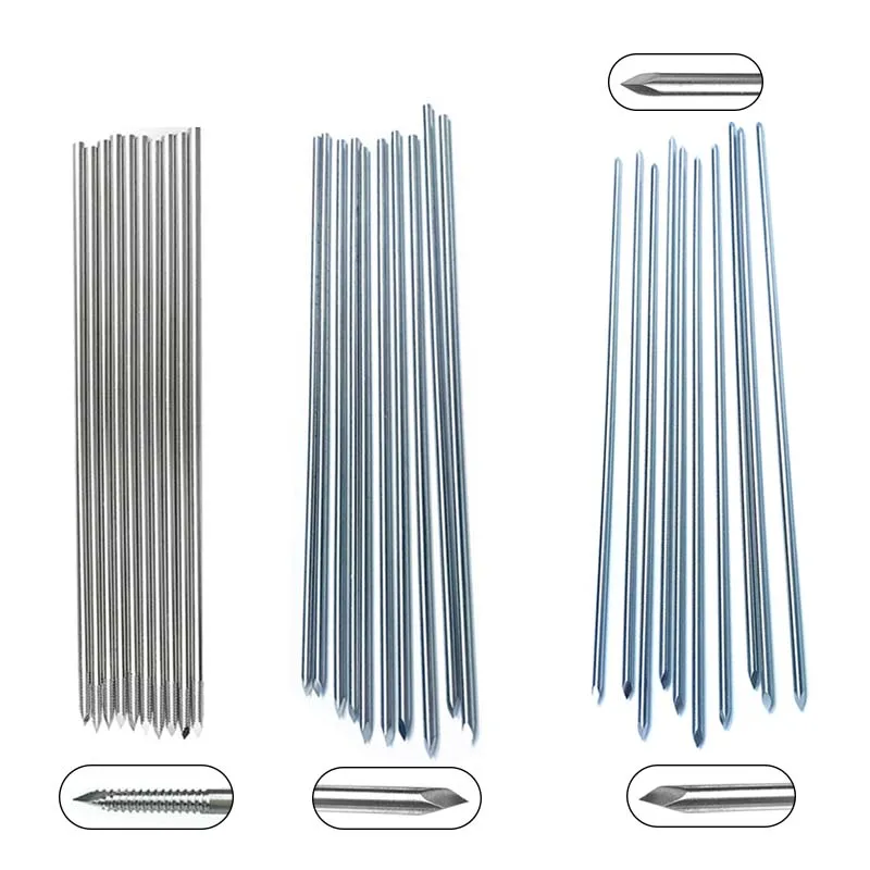 GREATLH Kirschner Wires Clavos de pasador Kirschner roscados de doble punta única Instrumento ortopédico de acero inoxidable 10 piezas