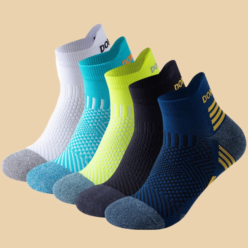 3 Pairs Men Running Ankle Socks Towel Bottom Athletic Breathable Moisture-wicking Marathon Sports Comfortable Casual Socks