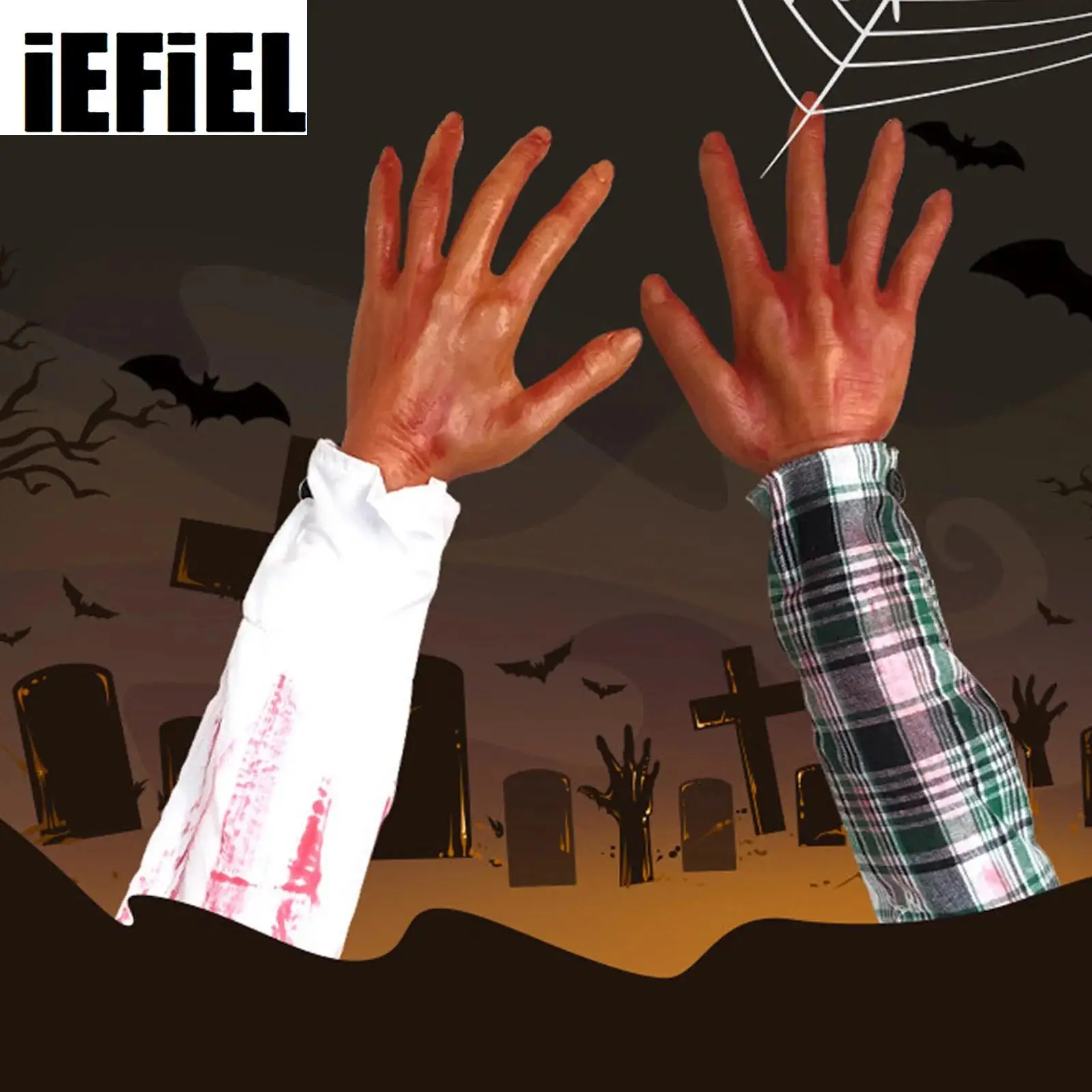 

Latex Gloves Halloween Scary Fake Severed Hands Decoration Haunted House Prank Prop Latex Gloves with Nails for Cosplay Party