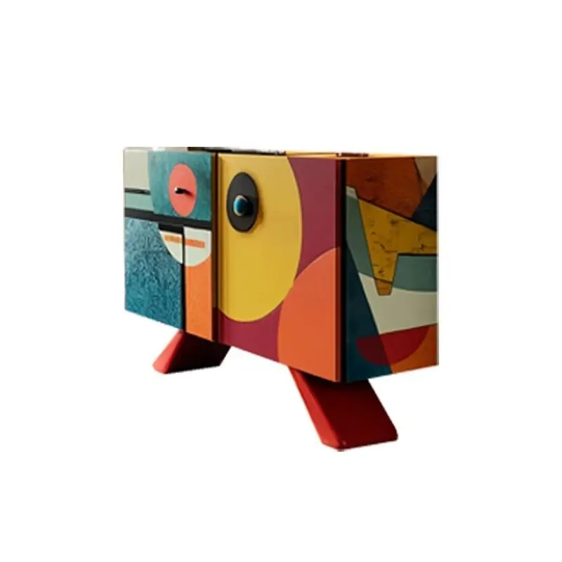 

French art painted entrance cabinet small apartment living room household storage locker solid wood dining side cabinet