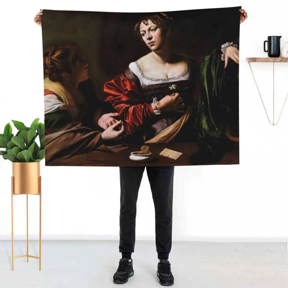 Martha and Mary Magdalene by Caravaggio (c 1598) Throw Blanket Lightweight Cozy Blanket for Bed Sofa