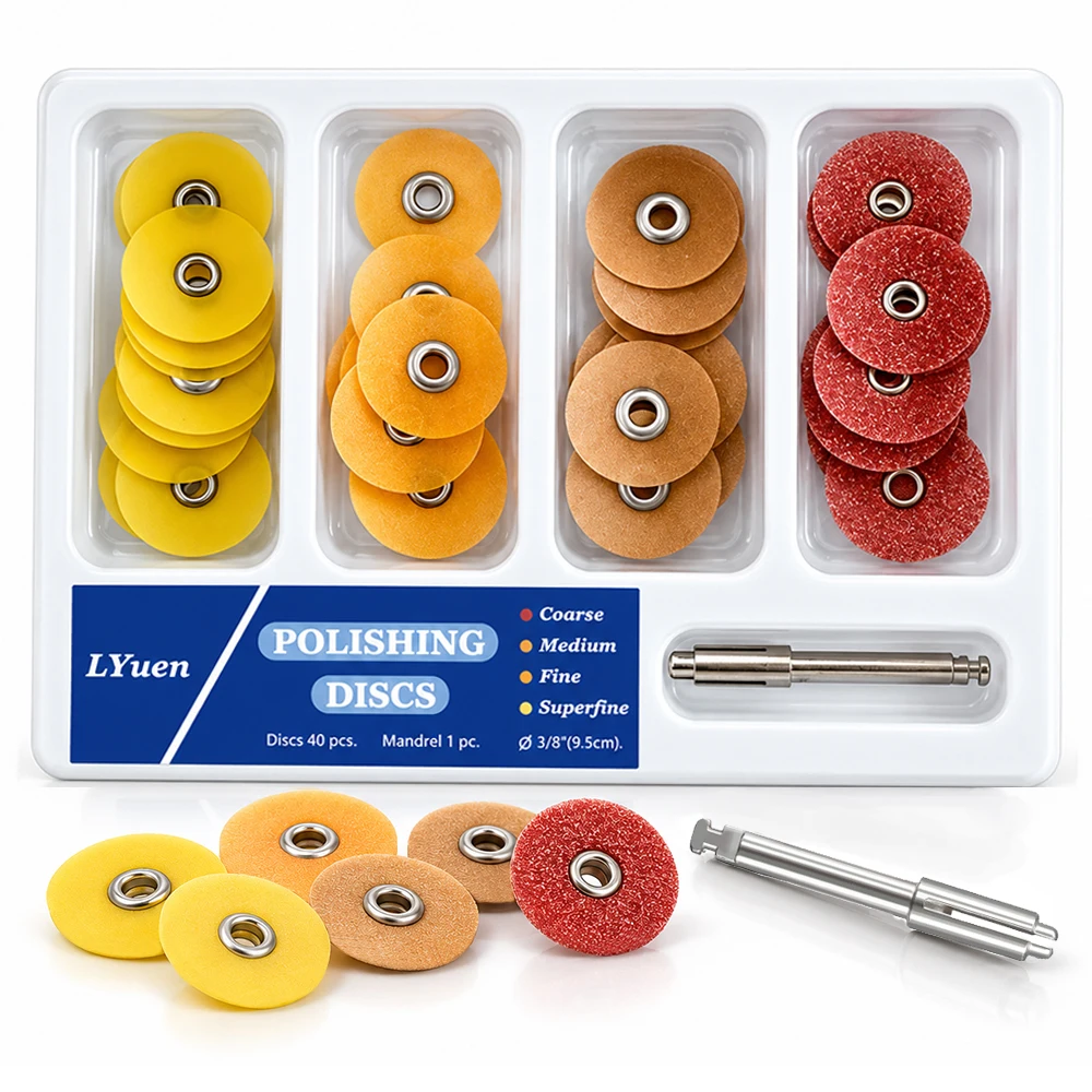 41Pcs Box Laboratory Diamond Polishing Discs Set RA 2.35mm Shank 4-Grit Precision Abrasive Refinement System 9.5/12.7mm