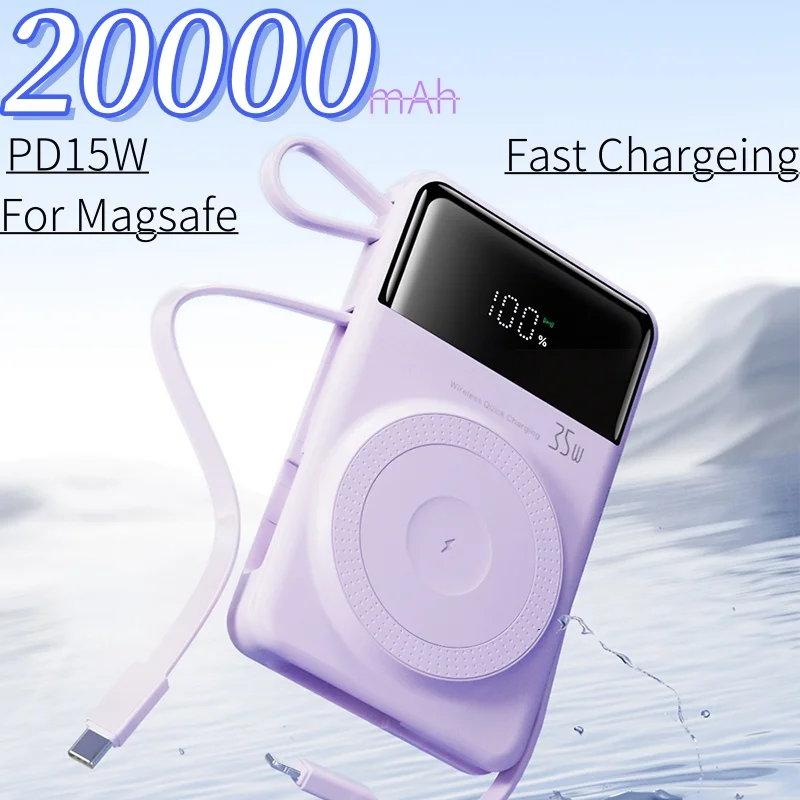 20000mAh Portable Large Capacity Power Bank PD15W Wireless Magnetic Fast Charging Powerbank for Magsafe for iphone Huawei