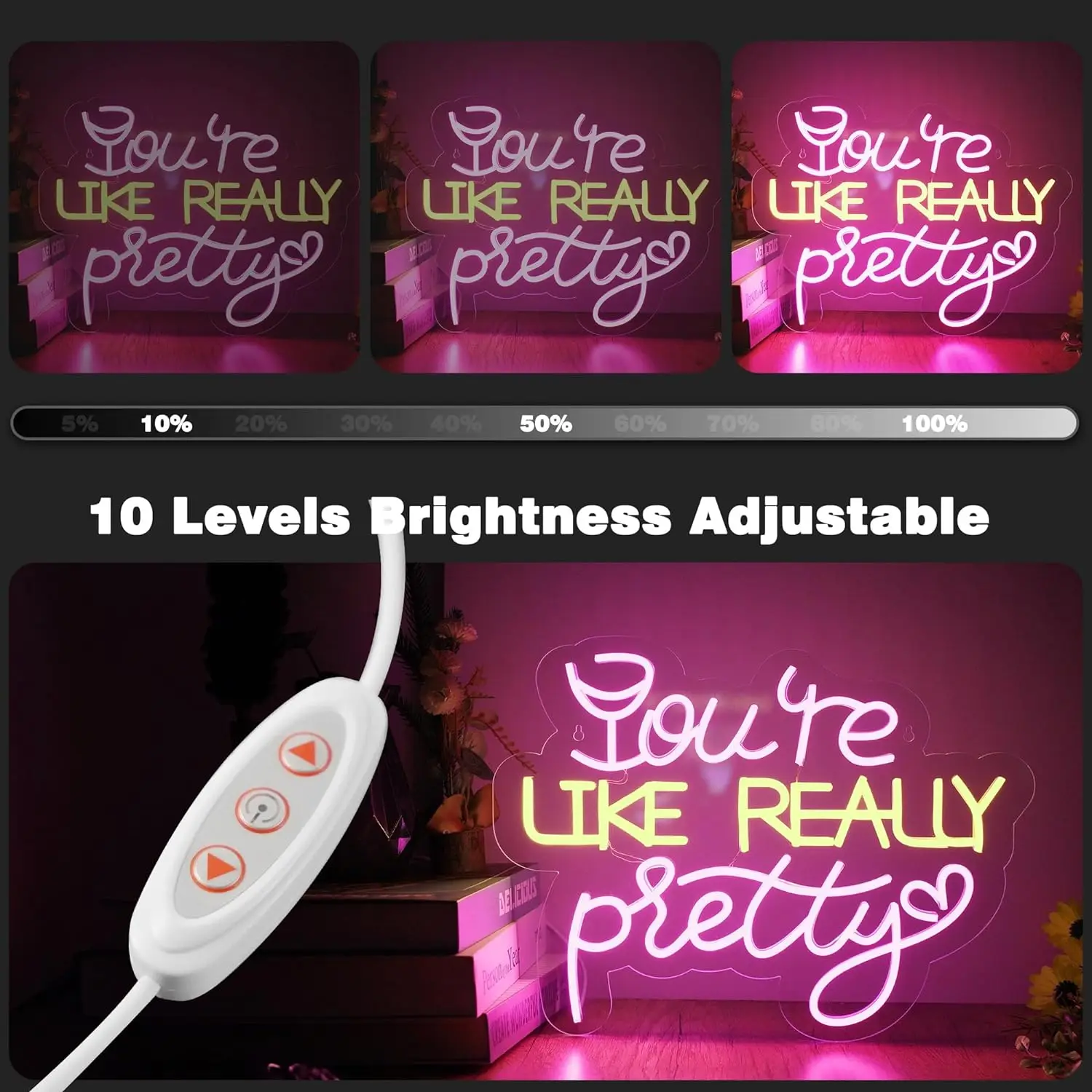 أنت مثل علامة النيون LED الجميلة حقًا تعمل بمنفذ USB وقابلة للتعتيم على شكل قلب ضوء النيون لغرفة النوم ديكور حائط رومانسي هدية عيد الحب للفتيات