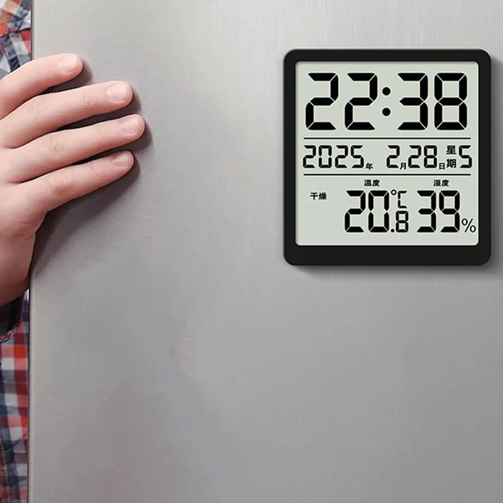 Modern Magnetic Kitchen Digital Clock Compact Timer with Temp/Humidity Display Indoor Humidity Gauge Wall Clock