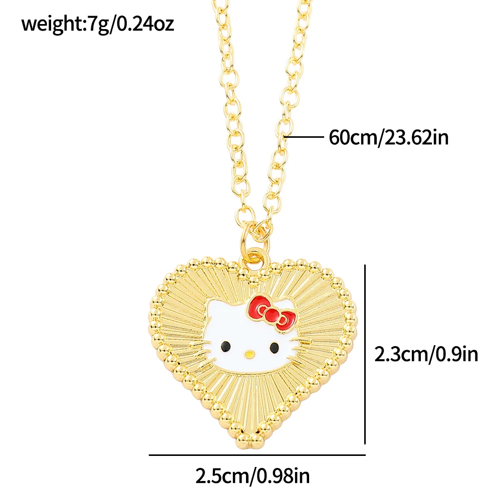 Anime Sanrio Hello Kitty Necklace Cartoon Figure KT Cat Love Pendant Necklace Girls Birthday Party Jewelry Accessories Gifts