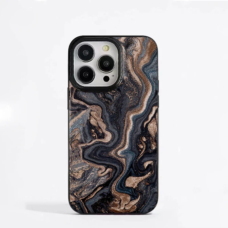 Spain BURGA Magma Marble Pattern For IPhone 16 PRO 15 14 13 12 11 Promax X XR SE 7 8 PLus Fashion Popular Minimalism Black Cover