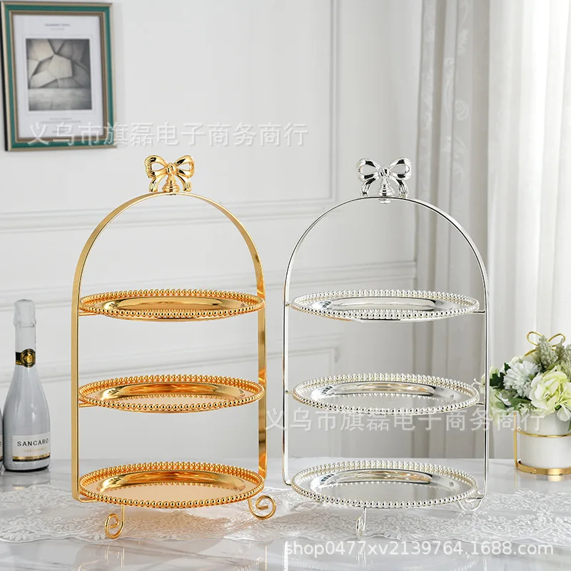 European double-layer fruit plate creative living room tea table multi-layer cake rack afternoon tea dessert table candy snack