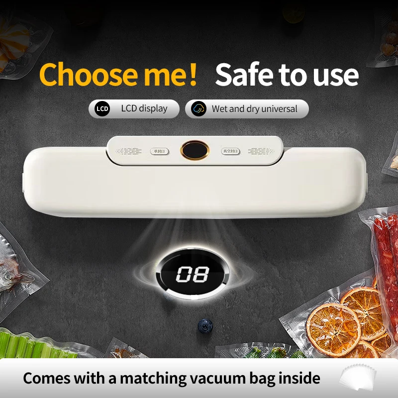 Automatic Vacuum Sealer Machine One-Touch Food Preserver for Dry Foods with Powerful Suction for Home Kitchen Commercial Use view 4