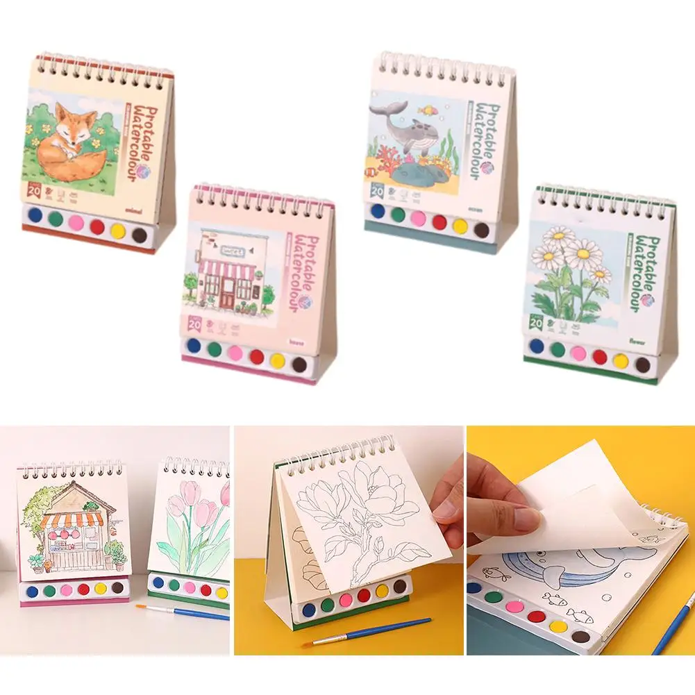 Kreatywna książka do malowania akwarelami dla dzieci DIY książka gwaszowa Graffiti profesjonalna książka akwarelowa obraz z kolorowanką P K1O1