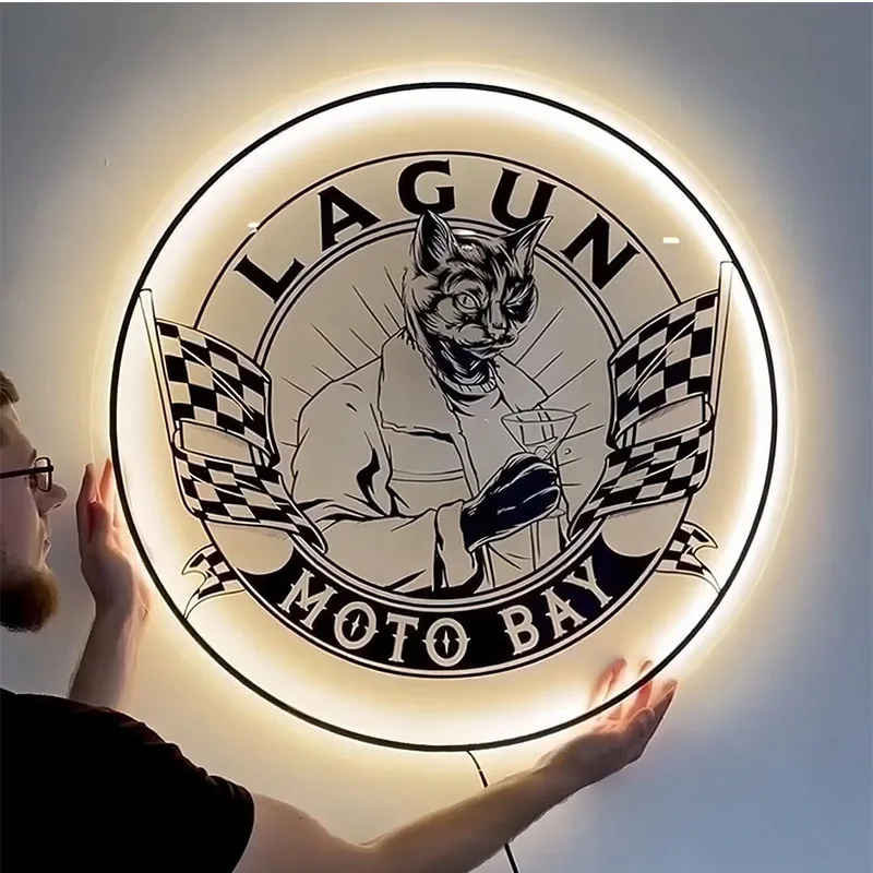 

Custom Business Logo Neon Sign Backlit Illuminated Neon Sign Metal Patch Round Personalized Logo for Shops Offices Studio Wall